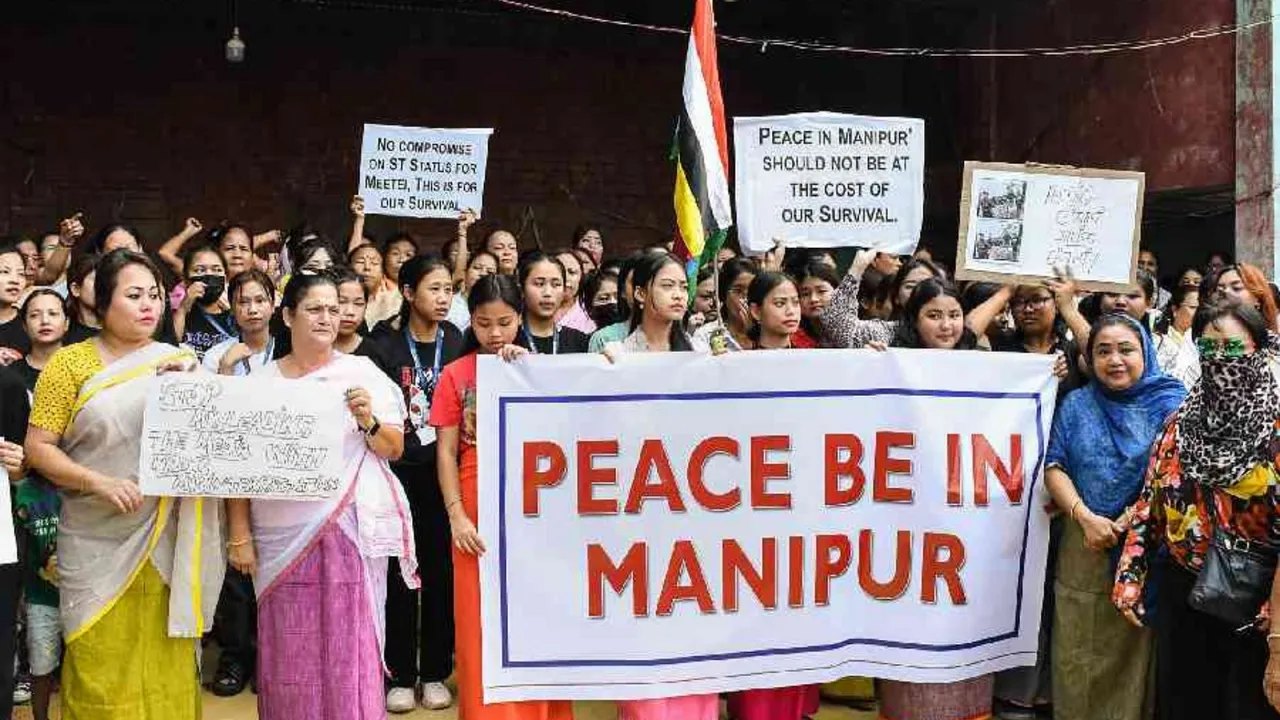 Kuki-Zo people demonstrate Manipur
