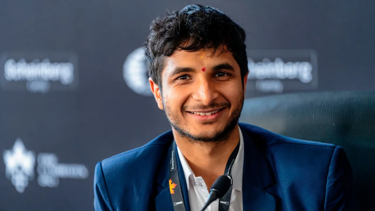 Grandmaster Vidit Santosh Gujrathi during the FIDE Candidates 2024 chess tournament, in Toronto, Canada, Thursday, April 11, 2024