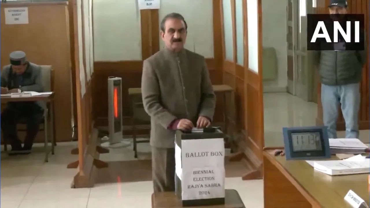 Chief Minister Sukhvinder Singh Sukhu casts his vote in Rajya Sabha polls