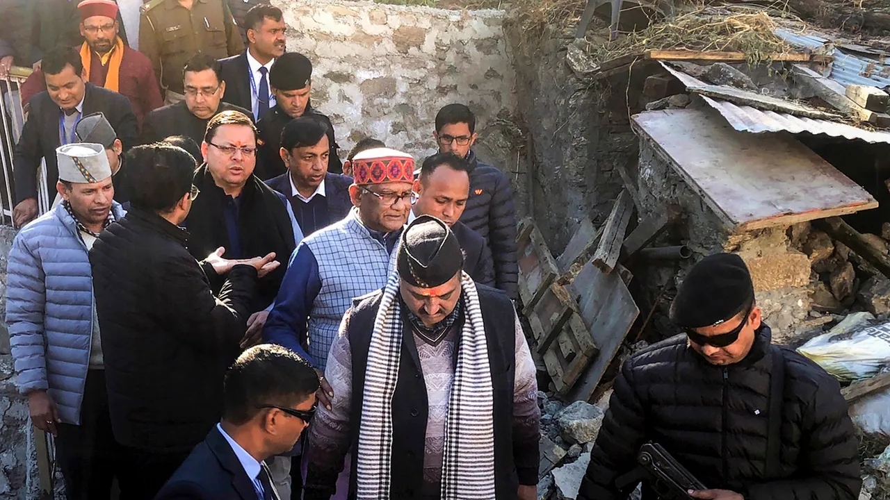 Pushkar Singh Dhami inspects landslide-hit Joshimath area