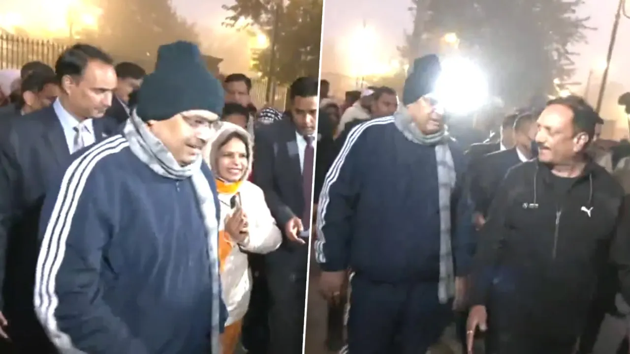 Bhajan Lal Sharma goes for walk