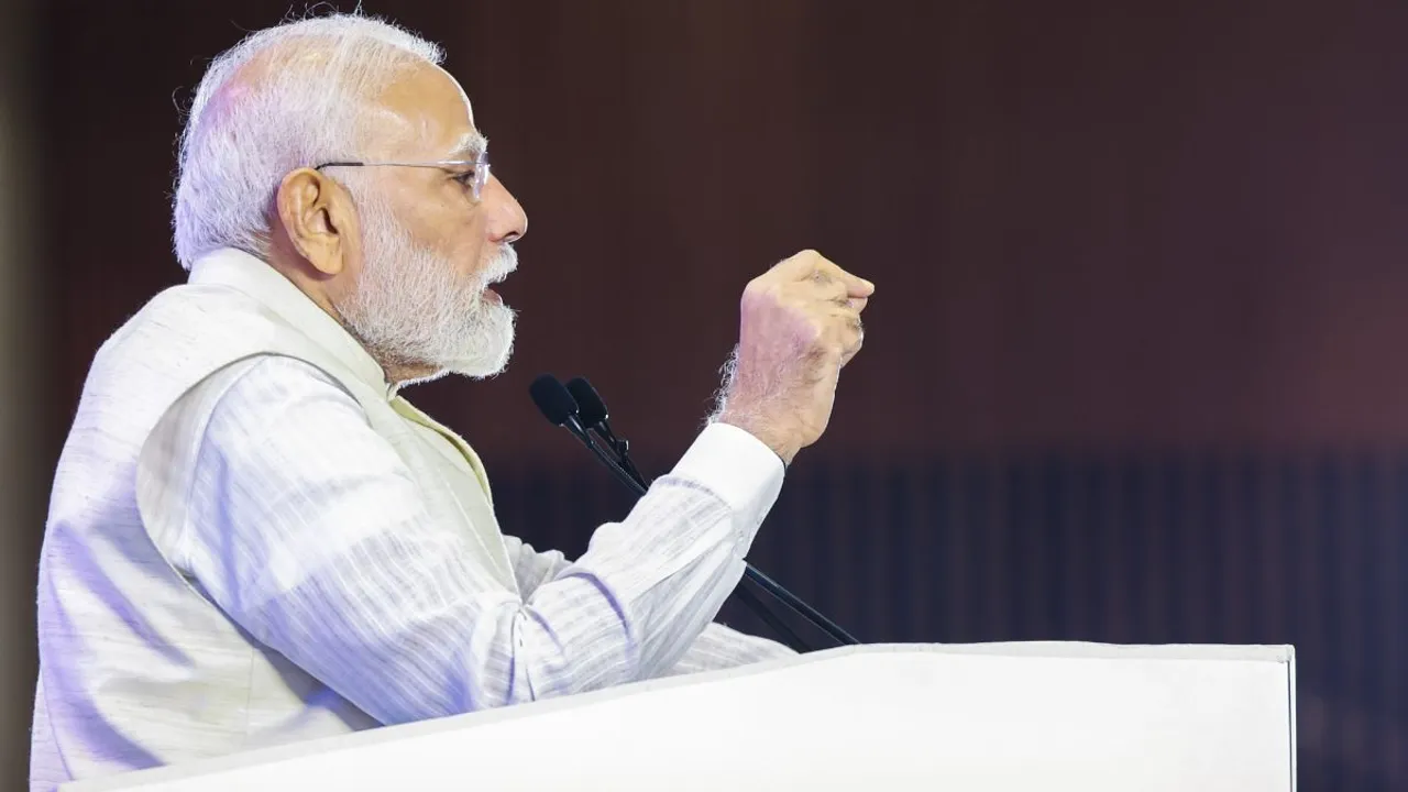 Prime Minister Narendra Modi speaks during the inauguration of the National Conference of District Judiciary, in New Delhi, Saturday, Aug 31, 2024