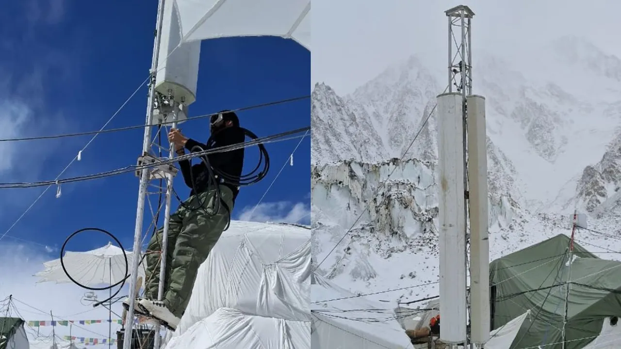 Siachen warriors in collaboration with BSNL establish the first ever BSNL BTS at the forward posts of the highest battlefield on 06 October to extend mobile communication for the soldiers
