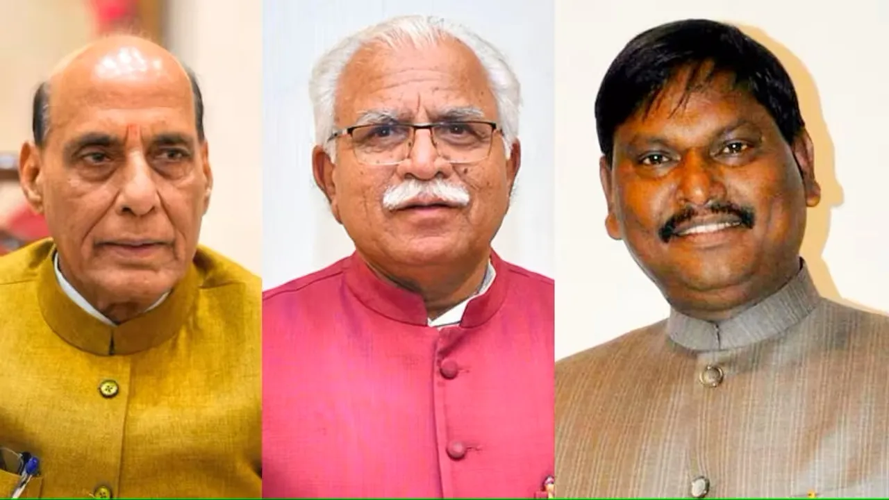 Rajnath Singh, Manohar Lal Khattar and Arjun Munda