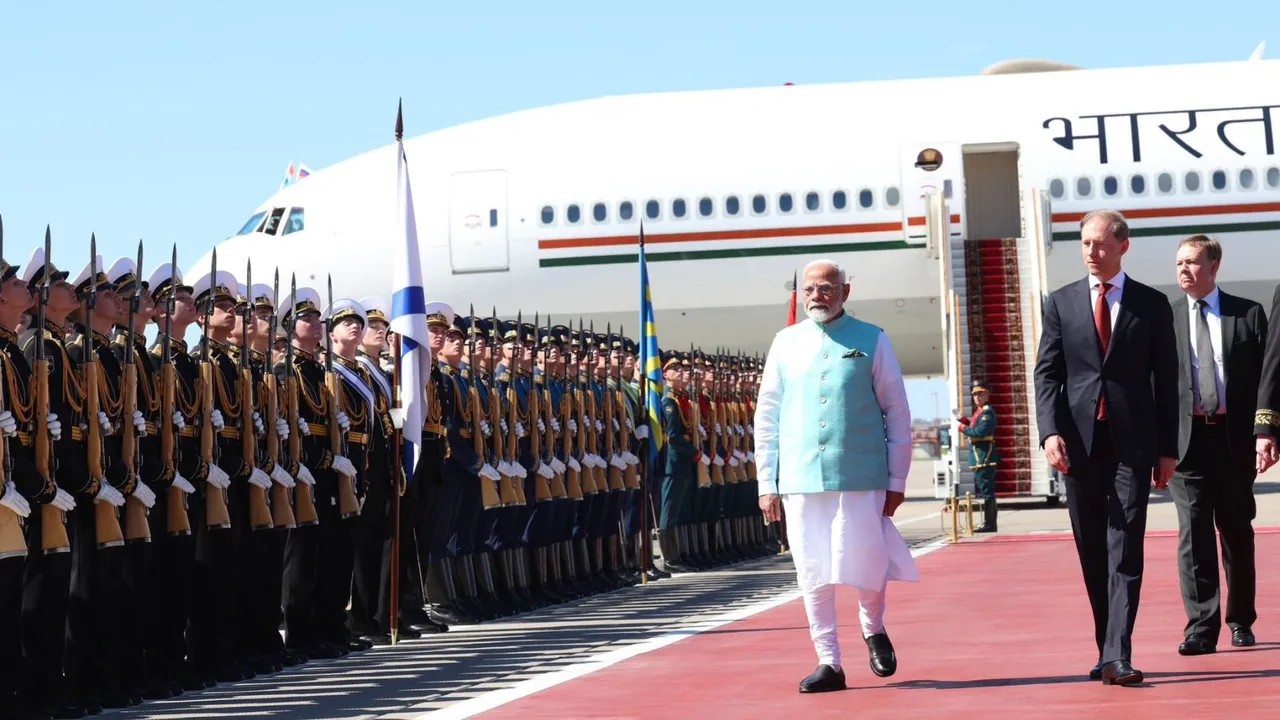 Prime Minister Narendra Modi lands in Moscow for the 22nd India-Russia Annual Summit. 