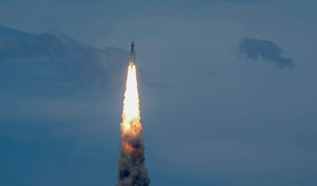 ISRO's Launch Vehicle Mark-III (LVM3) M4 rocket carrying 'Chandrayaan-3' lifts off from the launch pad at Satish Dhawan Space Centre, in Sriharikota