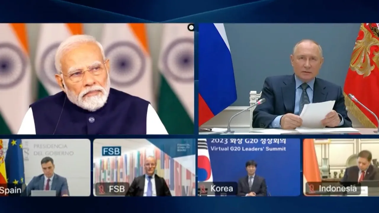 Vladimir Punin and Narendra Modi at the G20 Virtual Summit
