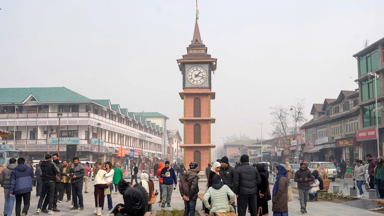 People at Lal Chowk after the Supreme Court upheld the Centre's decision to abrogate Article 370 of the Constitution, in Srinagar