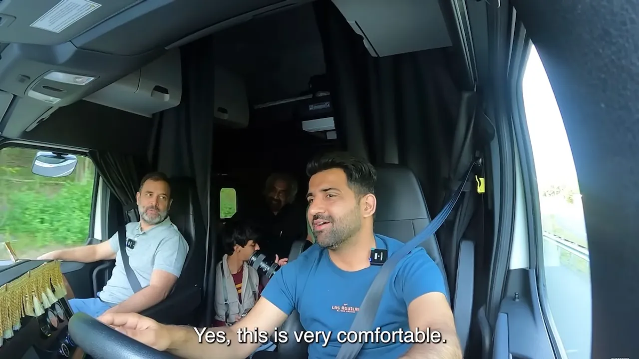 Rahul Gandhi takes a truck ride in US