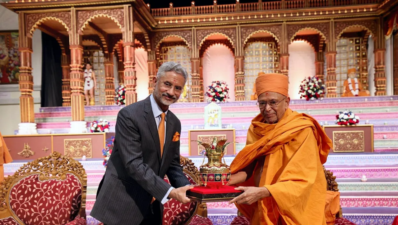 External Affairs Minister S. Jaishankar during a visit to BAPS Shri Swaminarayan Mandir on Diwali, in London, UK