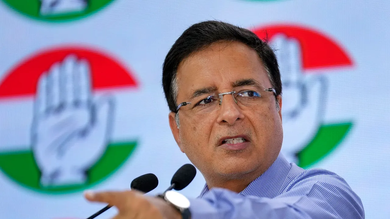 AICC General Secretary and Karnataka Incharge Randeep S Surjewala addresses a press conference, at Congress Headquarters, in New Delhi