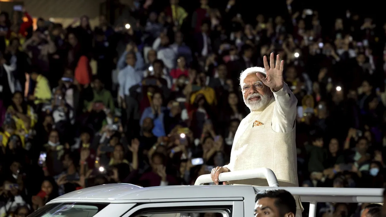 Prime Minister Narendra Modi during the 'Ahlan Modi' programme, in Abu Dhabi, UAE