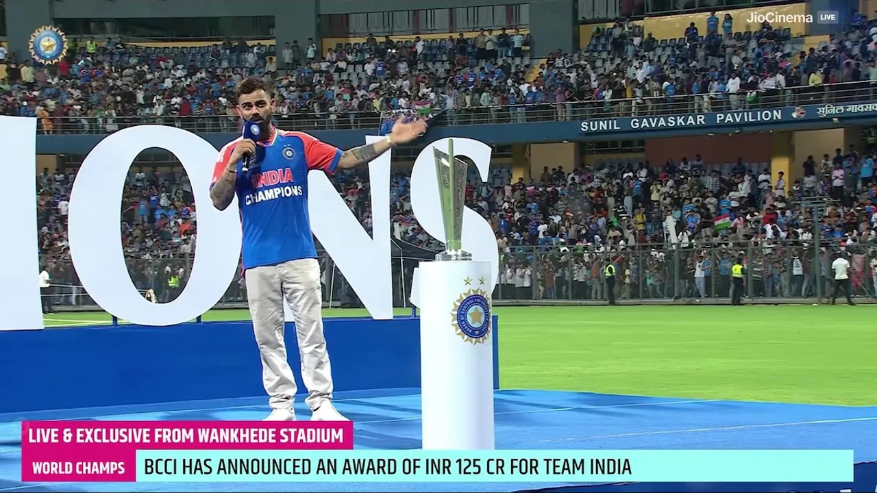 Virat Kohli speeaking at Wankhede stadium