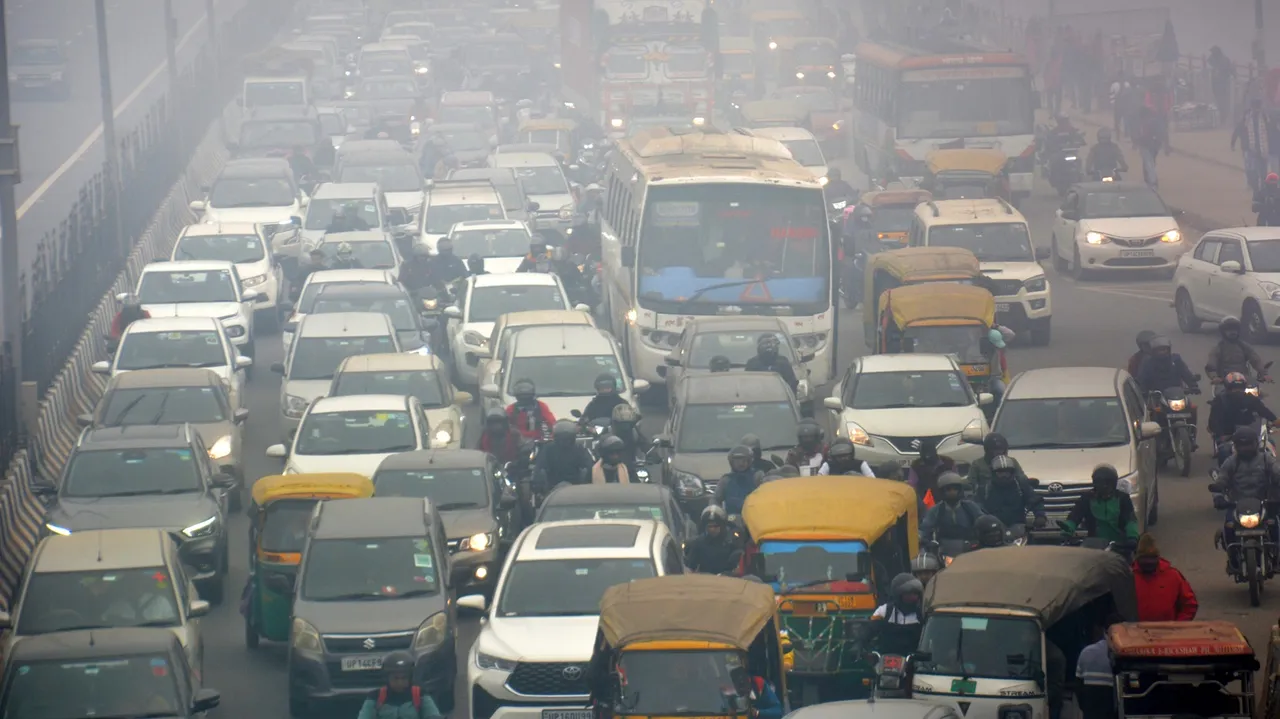 Vehicles stuck in a traffic jam