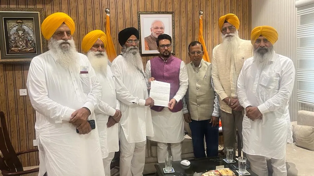 SGPC delegation led by Harjinder Singh Dhami meet Union Minister Anurag Thakur for satellite channel