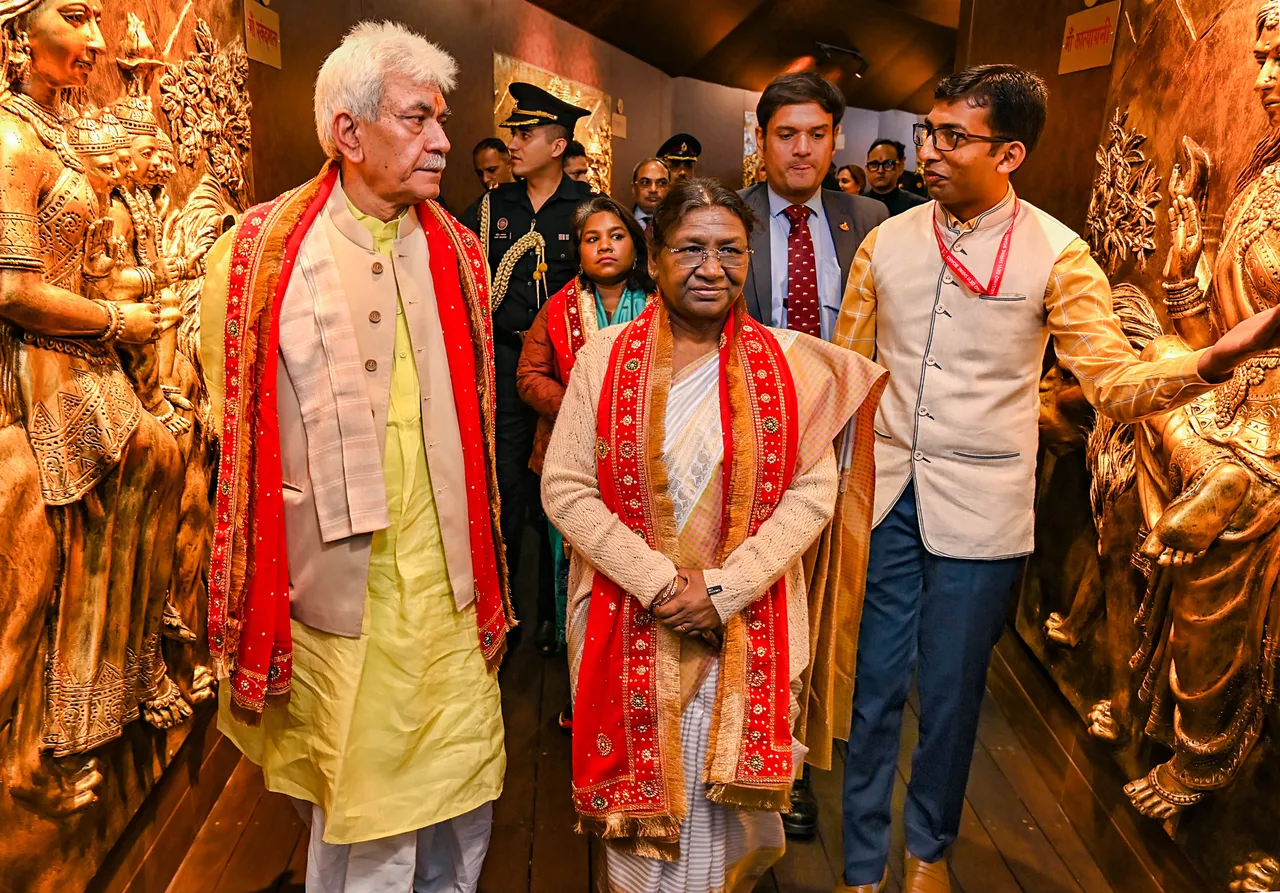 President Droupadi Murmu with Jammu and Kashmir Lt. Governor Manoj Sinha and others visits Mata Vaishno Devi shrine, in Reasi district