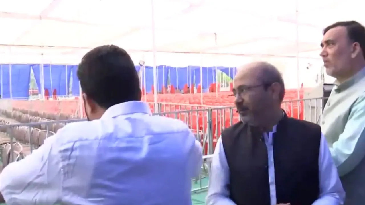 AAP leaders Gopal Rai and Dilip Pandey inspect preparations for INDIA bloc's 'maharally' to protest against Delhi CM Arvind Kejriwal's arrest to be held on March 31, at Ramlila Maidan