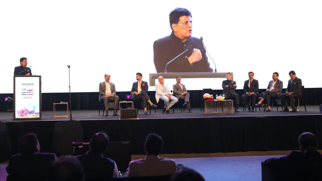 Union Commerce and Industry Minister Piyush Goyal addressing an event organised by realtors' apex body CREDAI