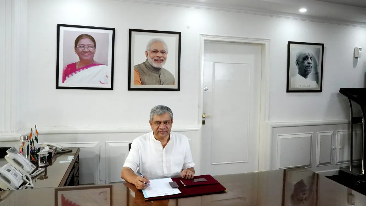 BJP MP Ashwini Vaishnaw assumes charge as Information and Broadcasting Minister a day after the portfolio allocation, in New Delhi, Tuesday, June 11, 2024.