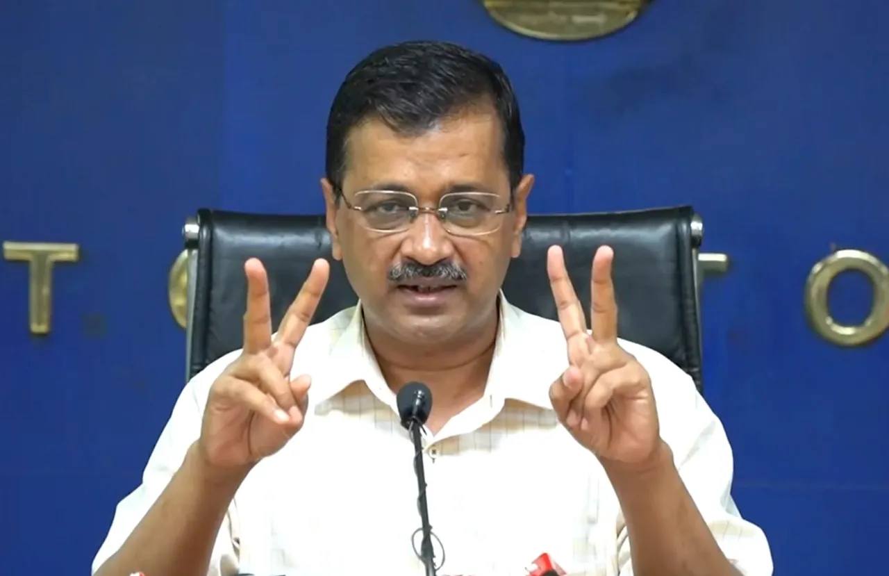 Delhi Chief Minister Arvind Kejriwal addresses a press conference, in New Delhi