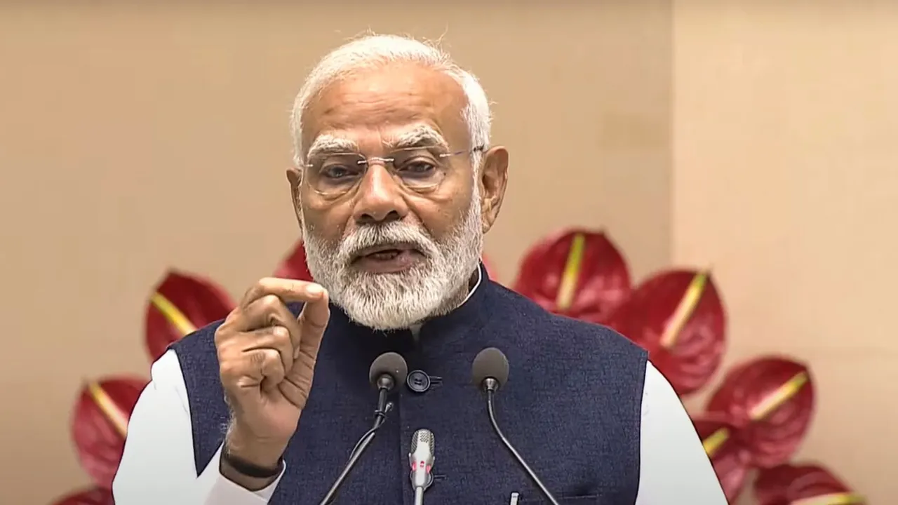 Prime Minister Narendra Modi speaks during CII post budget conference, in New Delhi, Tuesday, July 30, 2024.