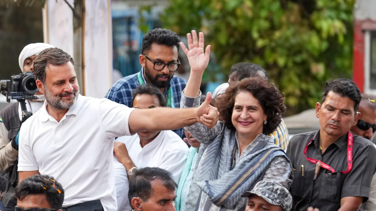 Congress leader Rahul Gandhi and Priyanka Gandhi during the 'Bharat Jodo Nyay Yatra', in Mumbai