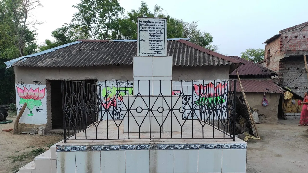 Martyr's column in Netai, Jhargram, stands in memory of those massacred here on January 7, 2011