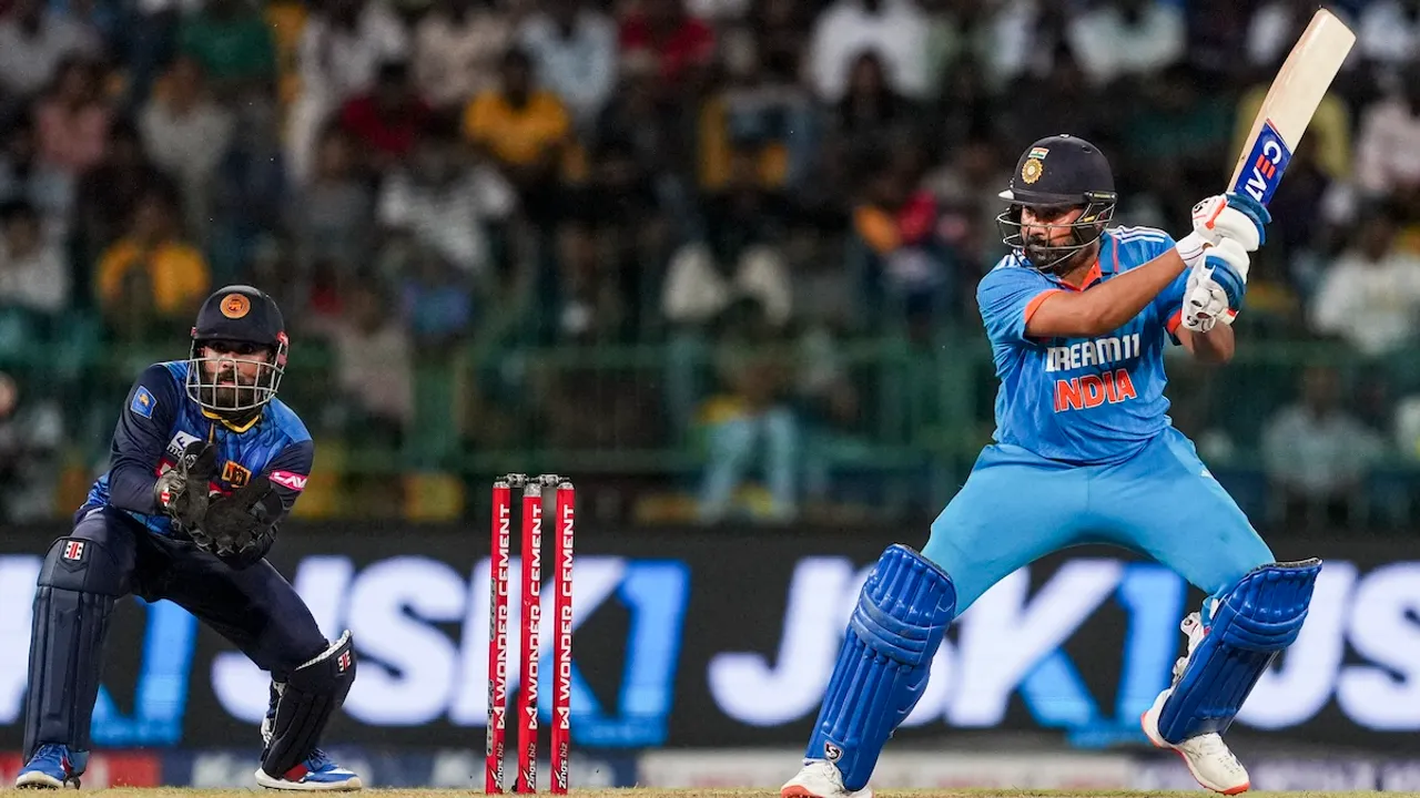 India's Rohit Sharma plays a shot during the first ODI cricket match of the series between India and Sri Lanka, at R Premadasa International Stadium, in Colombo, Friday, Aug. 2, 2024.
