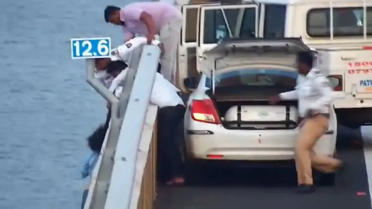 Woman falls off Atal Setu