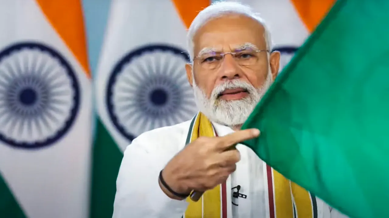 Prime Minister Narendra Modi flags off three Vande Bharat trains between Meerut and Lucknow, Madurai and Bengaluru, and Chennai and Nagercoil, via video conferencing, Saturday, Aug 31, 2024