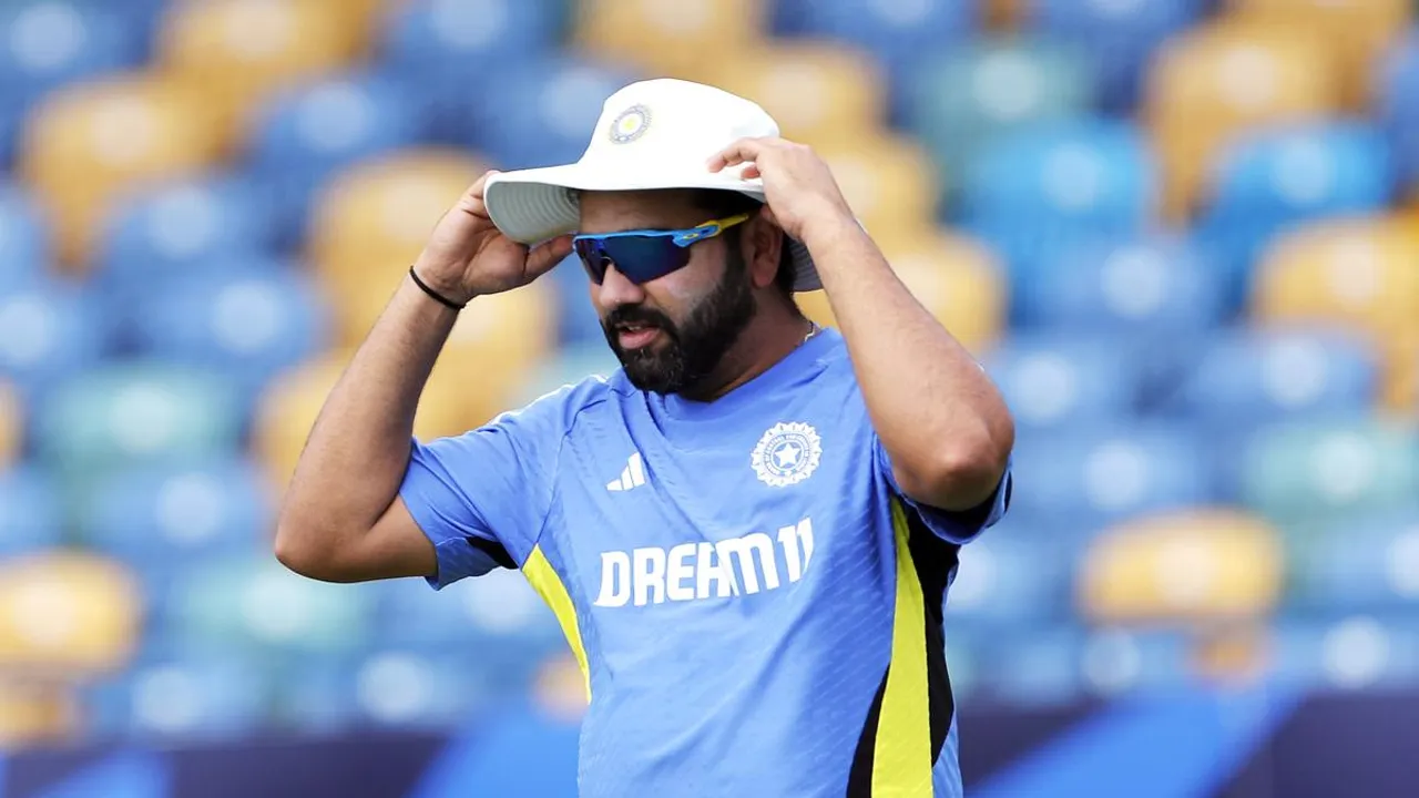 Captain Rohit Sharma during a practice session ahead of the Super 8 match against Afghanistan, in Barbados