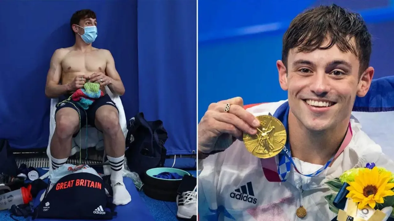 Tom Daley knitting