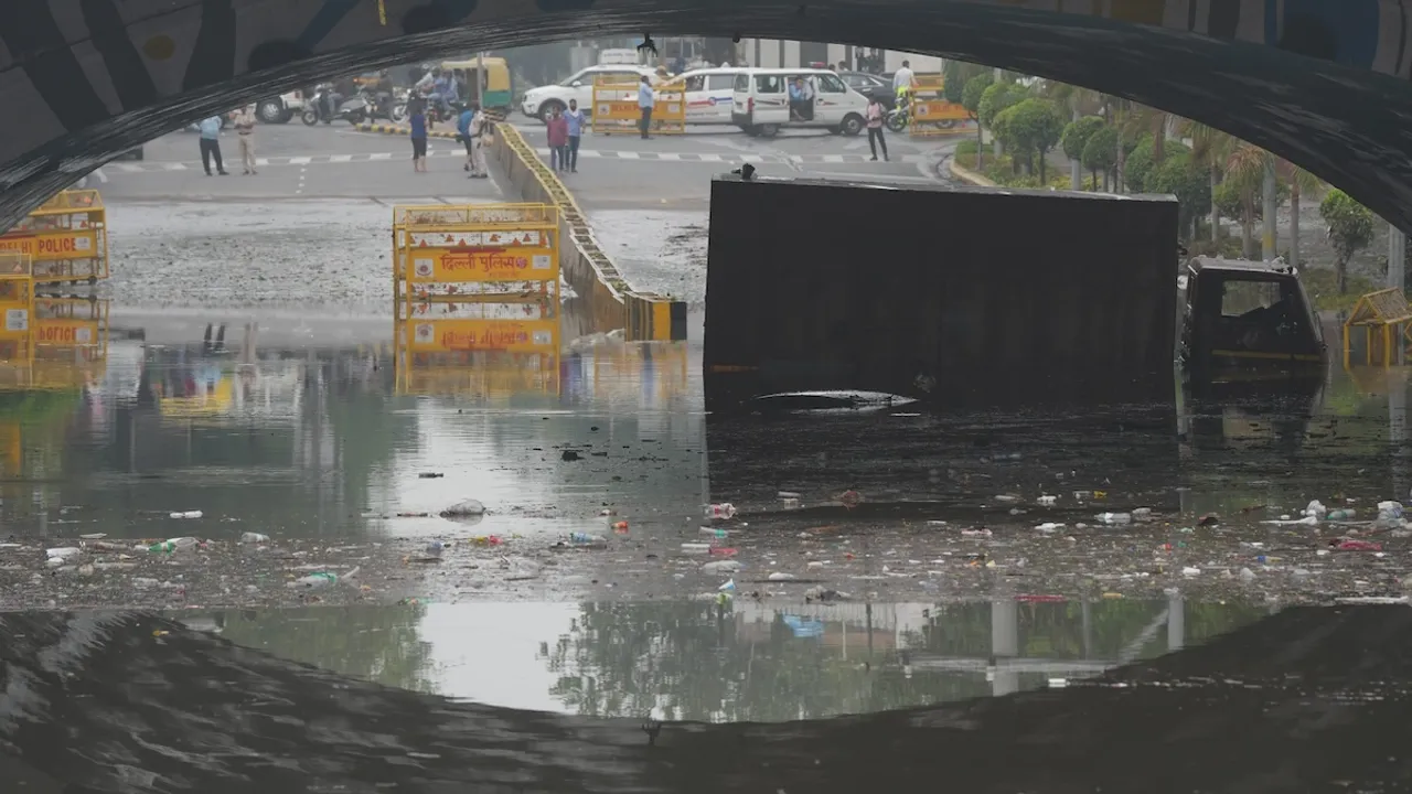 Waterlogging at the Minto Bridge underpass following heavy rains, in New Delhi, Friday, June 28, 2024.