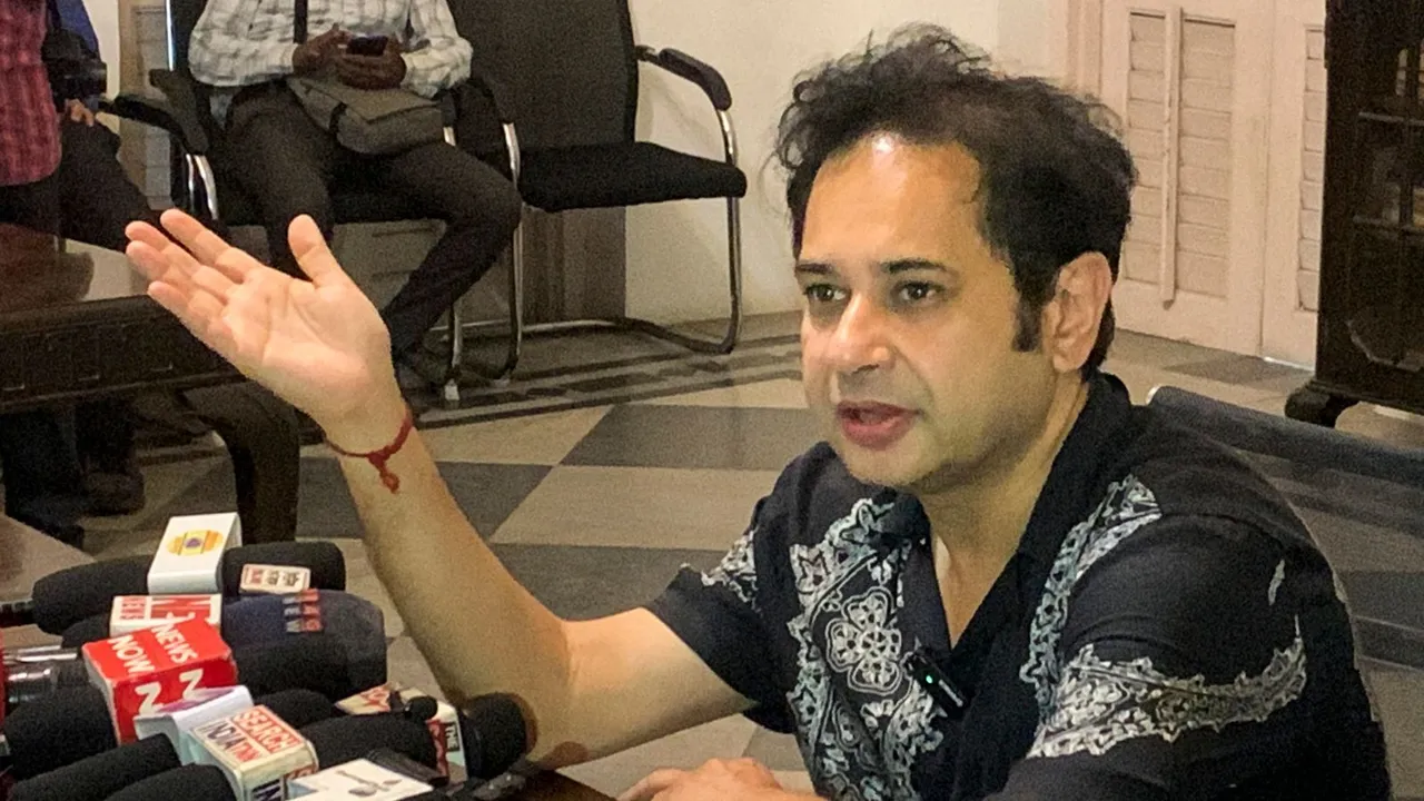 TIPRA Motha Party chief Pradyot Bikram Manikya Debbarma addresses a press conference, in Agartala, Wednesday, April 24, 2024
