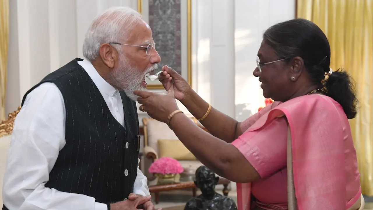 President Droupadi Murmu today appointed Narendra Modi to the office of Prime Minister of India