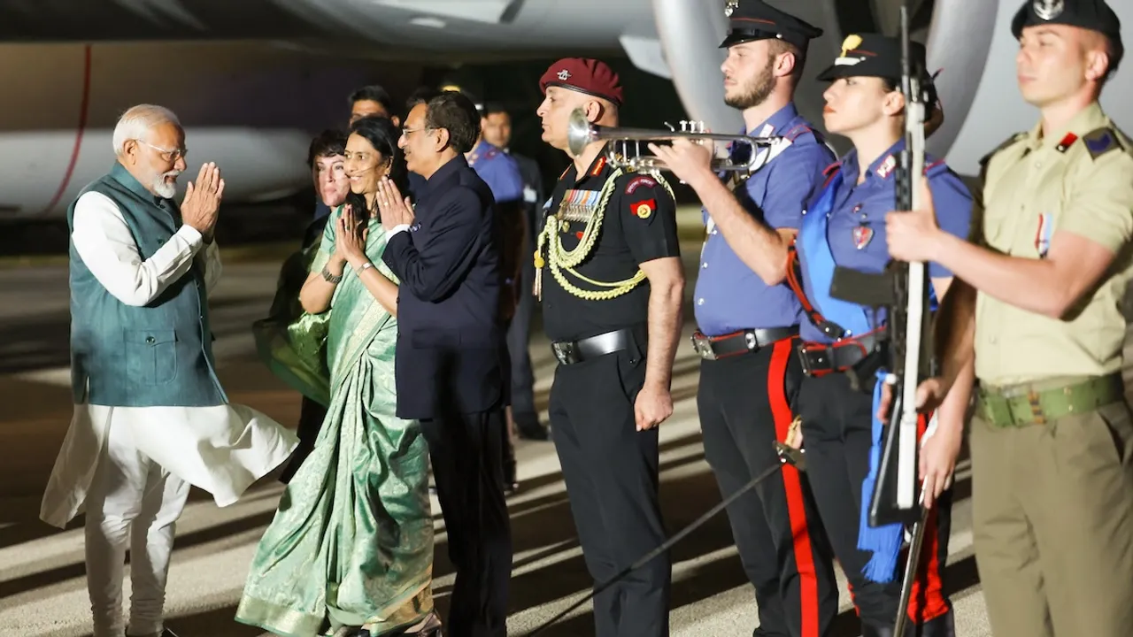 Narendra Modi arrives in Italy to take part in the G7 Summit