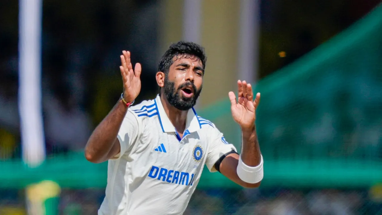 Jasprit Bumrah during the fourth day of the 2nd Test cricket match between India and Bangladesh, at the Green Park stadium, Kanpur, Monday, Sept. 30, 2024.