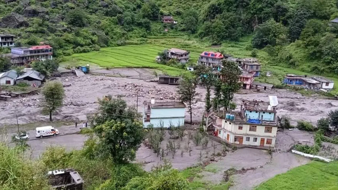 A scene after cloud burst at Shamej in Rampur, in Shimla district, Thursday, Aug. 1, 2024.