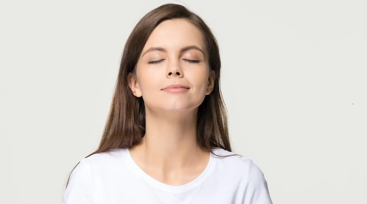 a girl smelling