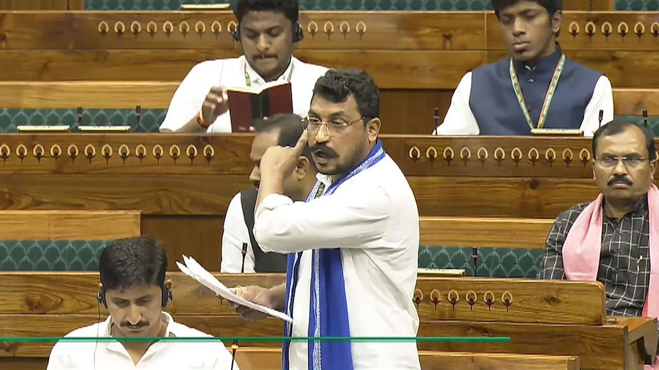 Aazad Samaj Party (Kanshi Ram) MP Chandrashekhar speaks in the Lok Sabha during ongoing Parliament session, in New Delhi, Tuesday, July 2, 2024.