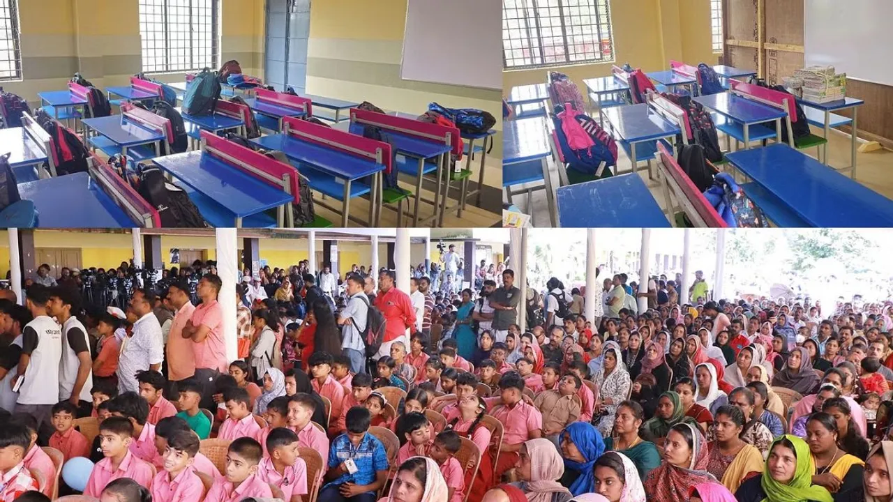 Over 600 children of Mundakkai and Vellarmala schools restarted their studies amid colourful ceremonies and festivities on Monday