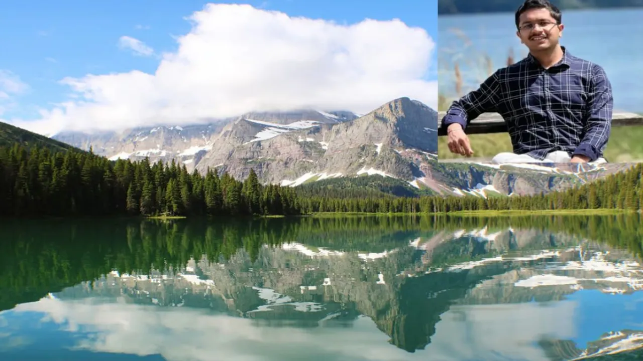 Siddhant Vitthal Patil on the bank of Glacier National Park, Montana
