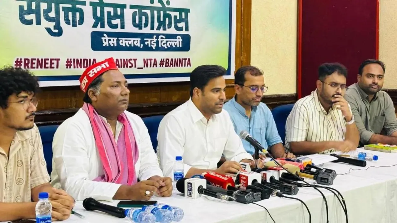 Student outfits' leaders at the joint press conference in Delhi