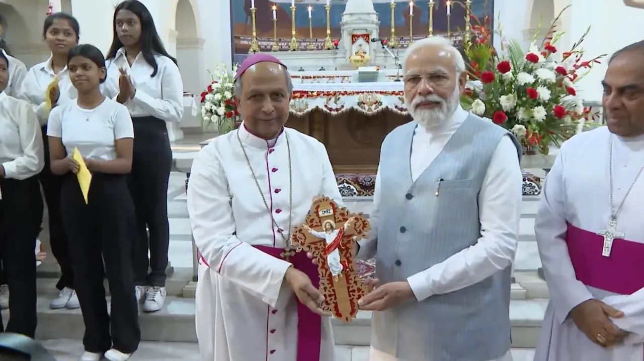 Prime Minister Narendra Modi visits Sacred Heart Cathedral Catholic Church in Delhi