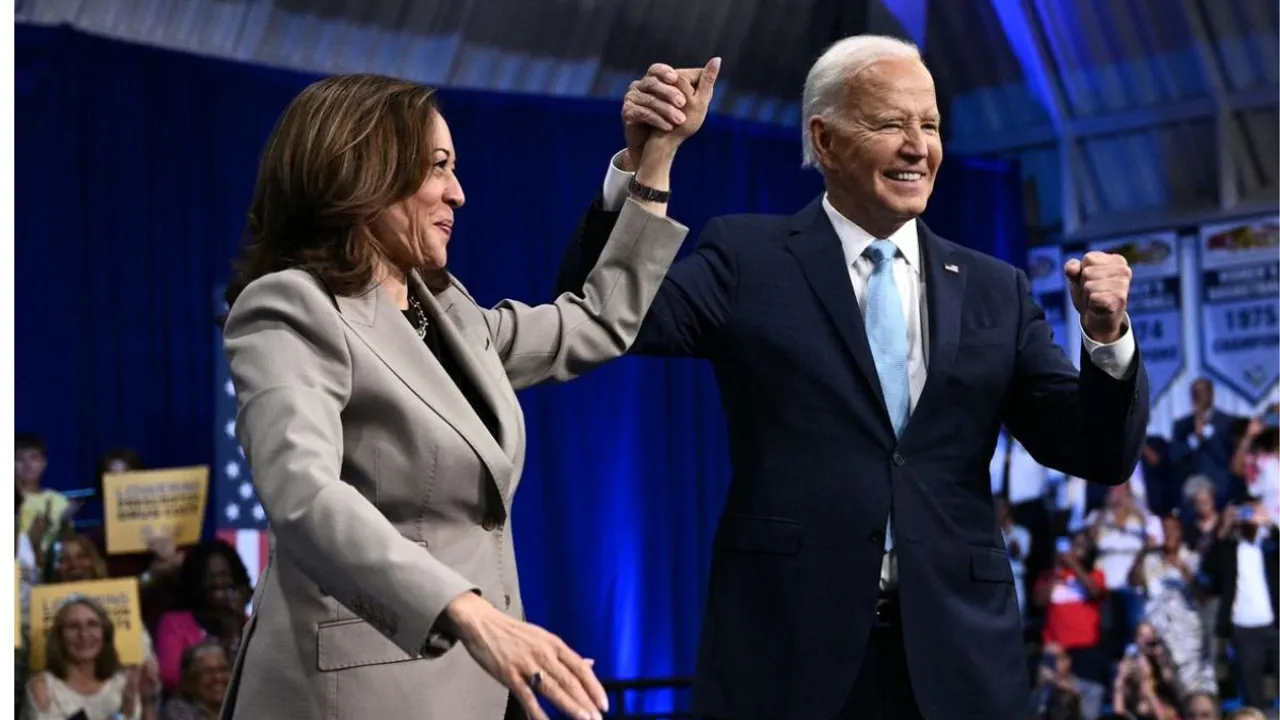 Vice President Kamala Harris and President Joe Biden at an event in Largo, Md