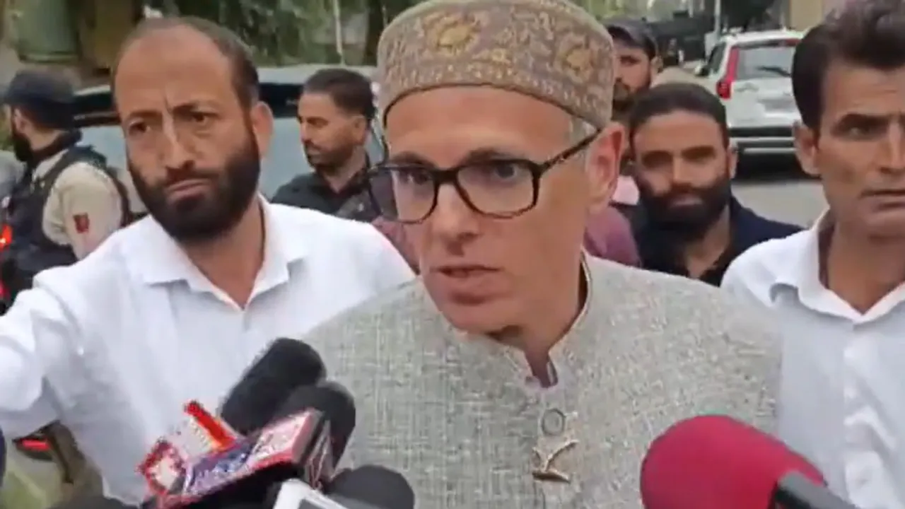 National Conference (NC) vice president Omar Abdullah talking to reporters