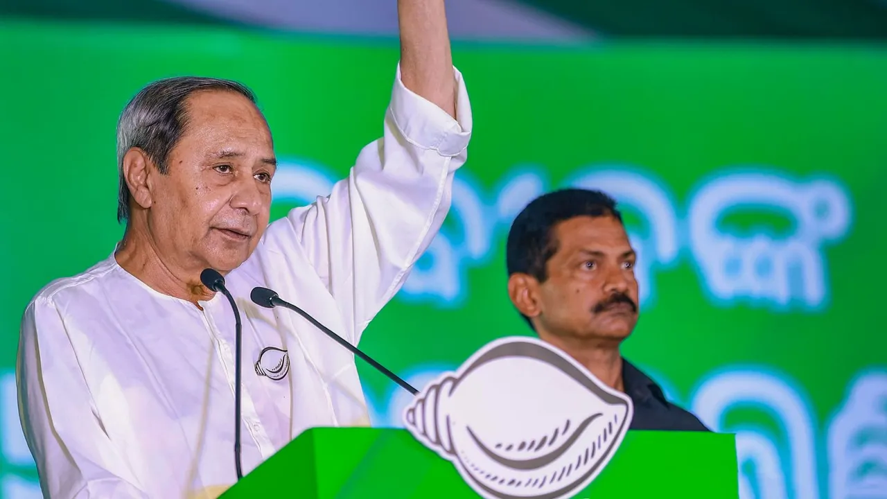 Odisha Chief Minister and Biju Janata Dal (BJD) supremo Naveen Patnaik at a public meeting for the Lok Sabha elections