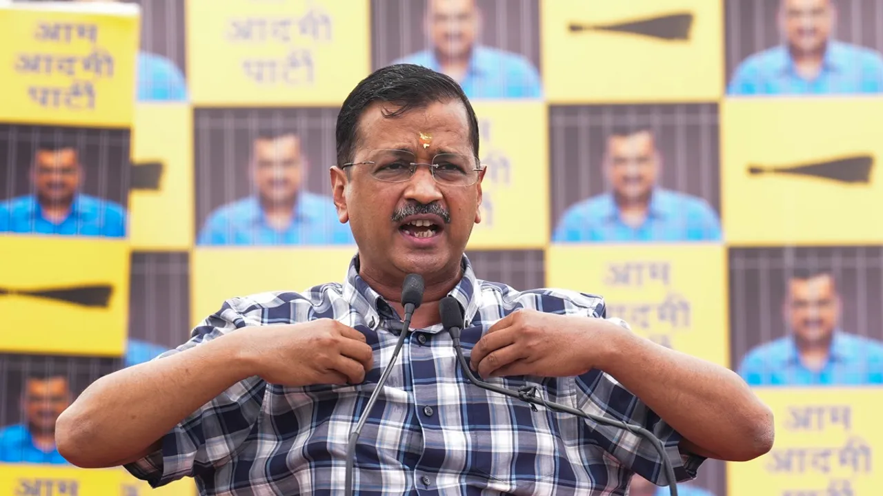 Delhi Chief Minister Arvind Kejriwal addresses a press conference, a day after the Supreme Court granted him interim bail in a money laundering case, at the AAP office in New Delhi, Saturday, May 11, 2024.