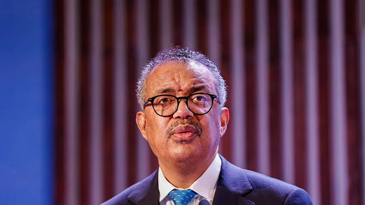 WHO Director General Tedros Adhanom Ghebreyesus addresses the WHO Traditional Medicine Global Summit, in Gandhinagar