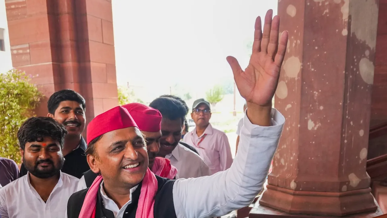 Akhilesh Yadav during ongoing Parliament session, in New Delhi, Wednesday, July 3, 2024.